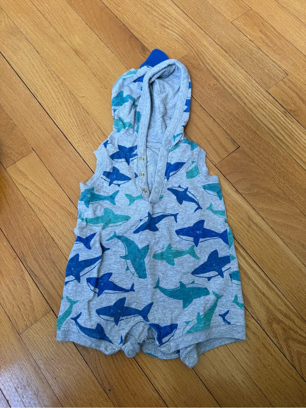 Just One You Shark-Print Hooded Romper - 3 month